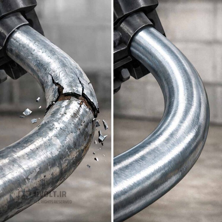 لوله گالوانیزه گرم قابل خم | چرا لوله کاندوئیت موقع خم می‌شکند؟ راهنمای تخصصی